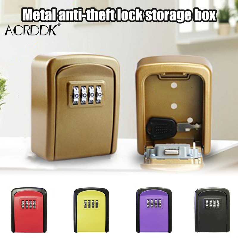 2022 4 Password Key Box Wall Security Anti-theft Key Organizer Home Security Indoor Outdoor Key Lock Protection Storage Box