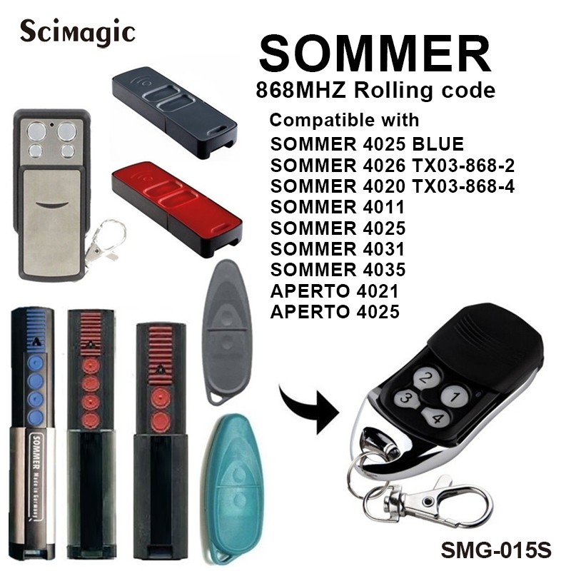 3pcs Somer Garage Door Remote Control Compatible With Somer 4020 TX03-868-4 4011 4010 4025 4031 Repeater 868mhz Transmitter