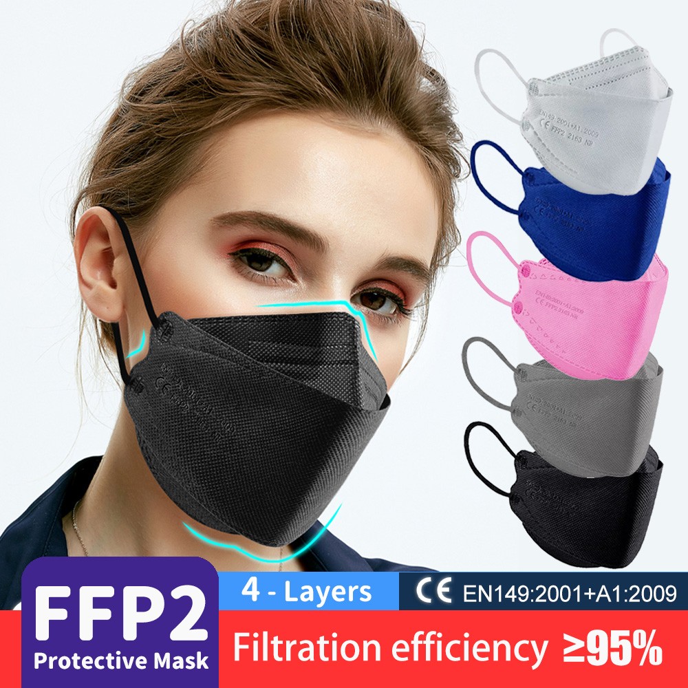 شكل الأسماك قناع FFP2 قناع 4d قناع السمك الأسود الفم أقنعة الجهاز التنفسي fpp2 kn95 أقنعة الوجه pff2 ffp2reuse zable FFPP2 CE EN149