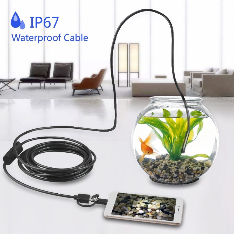 5.5mm 7mm Type C USB Mini Endoscope 1m 1.5m 2m Flexible Steel Cable Snake Borescope Inspection Camera Android Smartphone