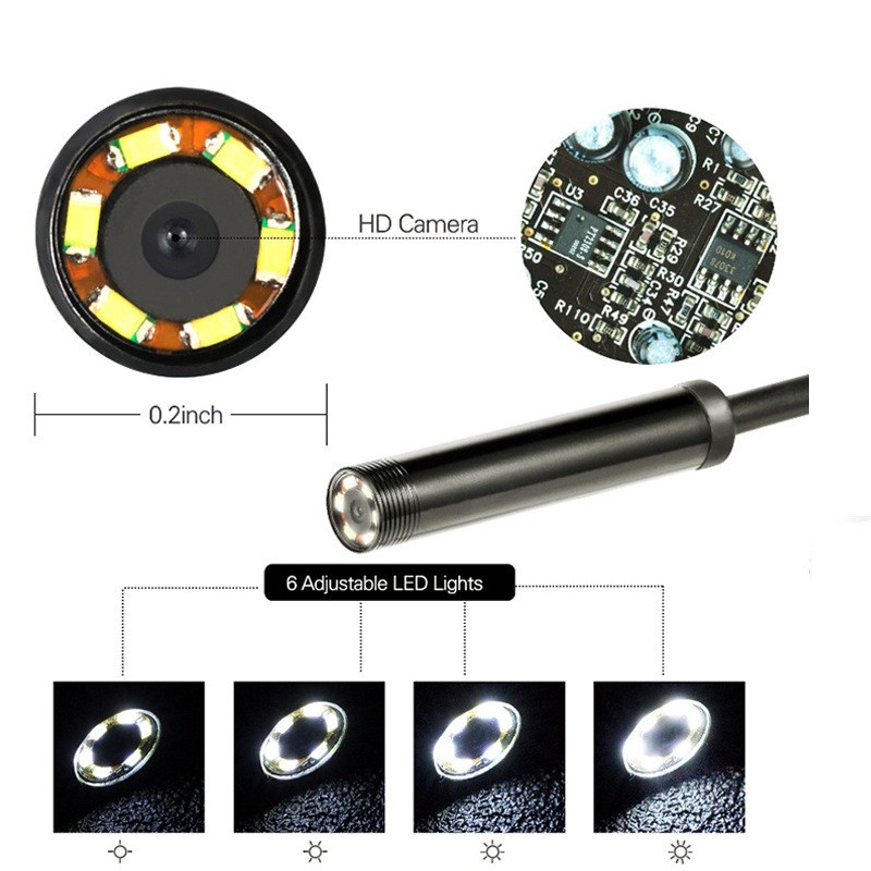 Endoscope Camera 8mm 1200p Wifi Drain Pipe Engine Inspection Wireless Camera 3 in 1 Borescope for Android Phone Smartphone TypeC