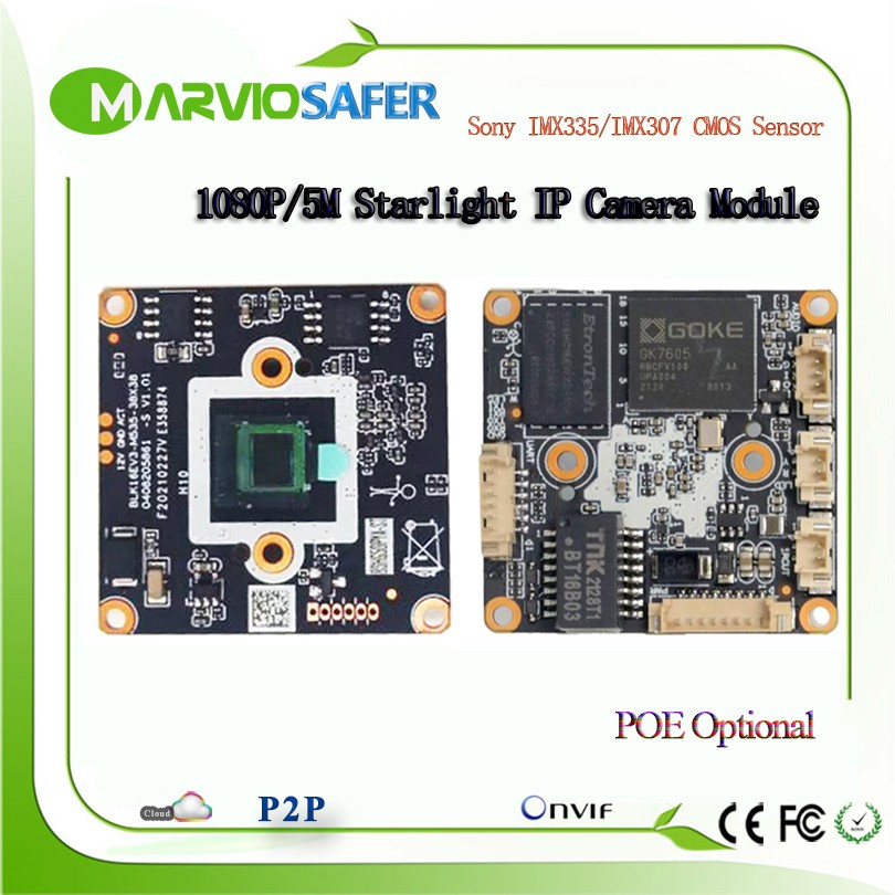 H.265 8MP Starlight IP Camera Module CCTV POE 4K Network Camera Board Two Way Audio Sony IMX335 Sensor 1080P 5M Optional RTSP