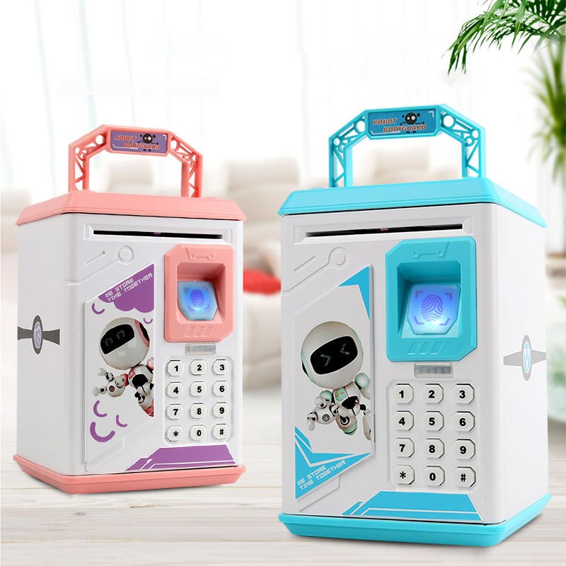 Piggy Bank Electronic ATM Password Money Box Cash Saving Banks Safe Boxes Auto Scroll Paper Banknote Gift for Kids