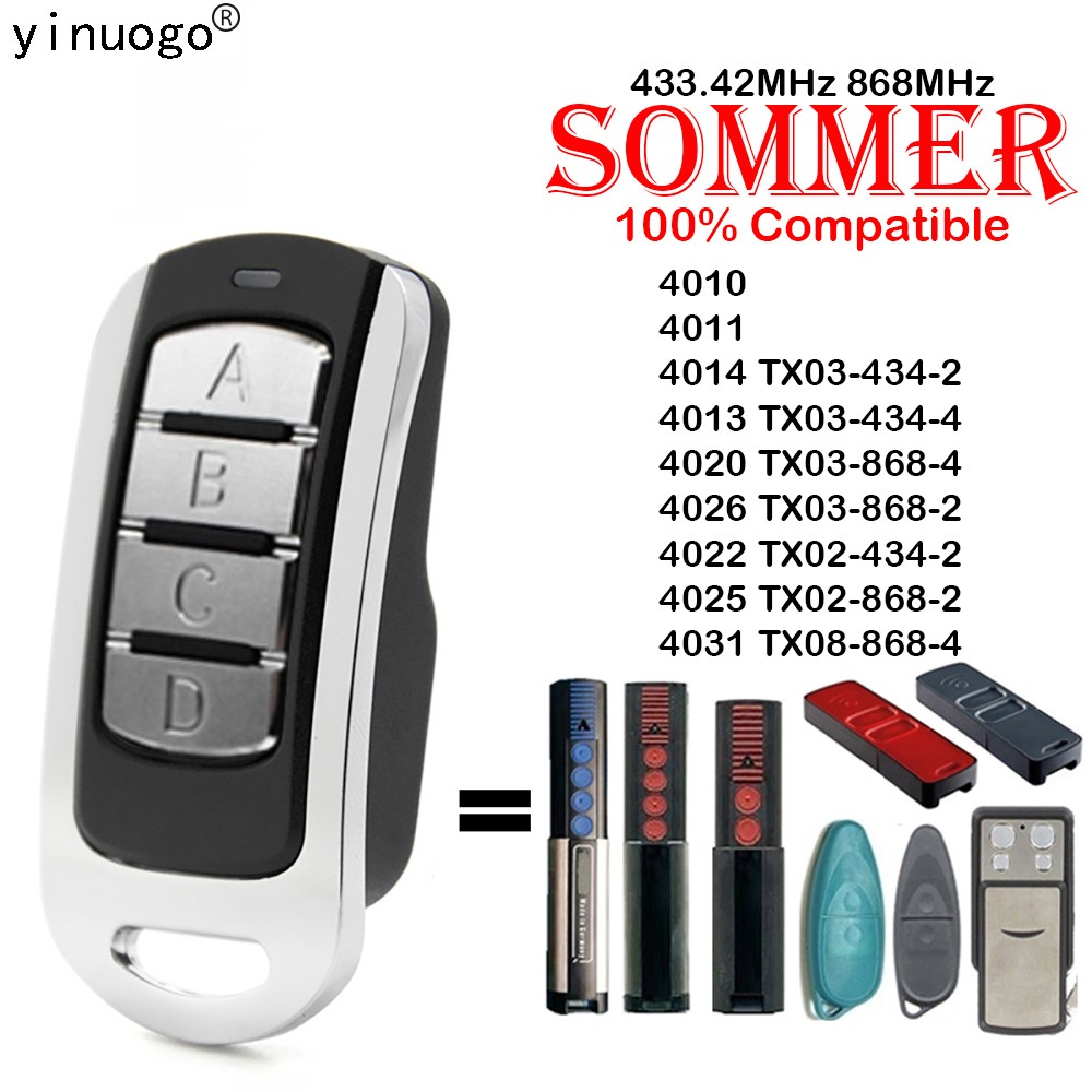 Somer Remote Control Garage Door Command 433mhz 868mhz Somer 4010 4011 4014 4013 4020 4026 4022 4025 4031 Gate Opener