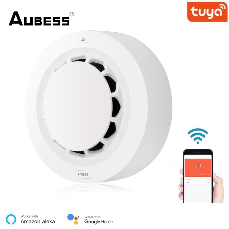 Tuya WiFi Smart Smoke Sensor Detector Smart Home Fire Alarm Smoke Detector WiFi Fire Protection Security Alarm Smart Life APP