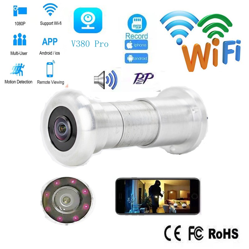 Door Eye Security 2mp HD 1.56mm Wide Angle Lens Magic Eye Infrared Night Vision 940nm Network Peephole Wifi Camera onvif