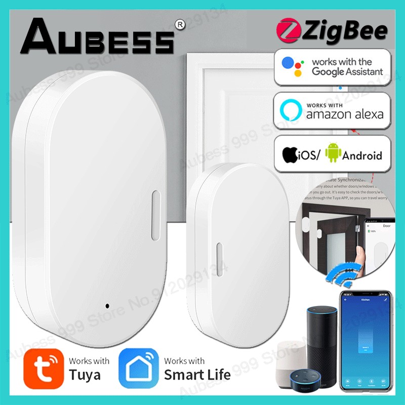 Aubess Door Window Sensor Zigbee Sensor 3.0 Wireless Smart Connection Mini Door Work With Smart Life APP Smart Home Alexa Google