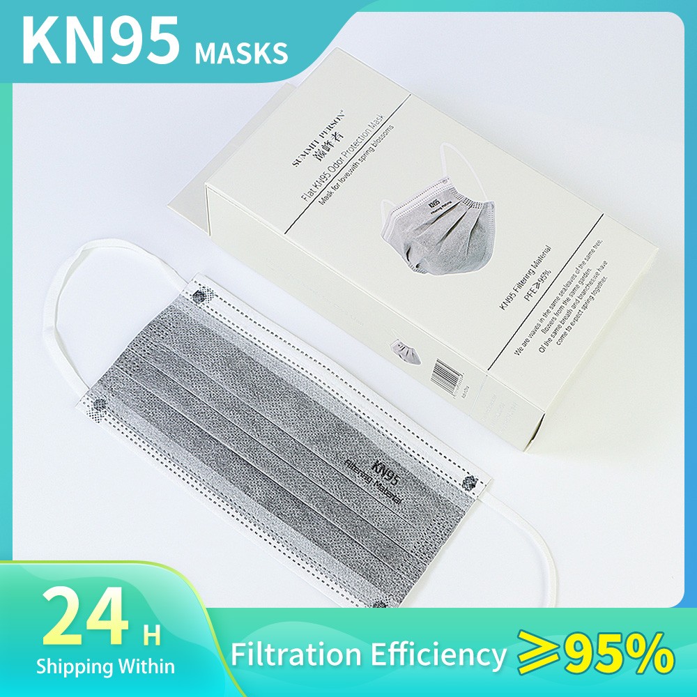 Gray CE ffp2fan KN95 5 Layers Gray Mask Activated Carbon Dustproof Respirator Face Protective Mask Dust FFP2 Korean 20pcs/box