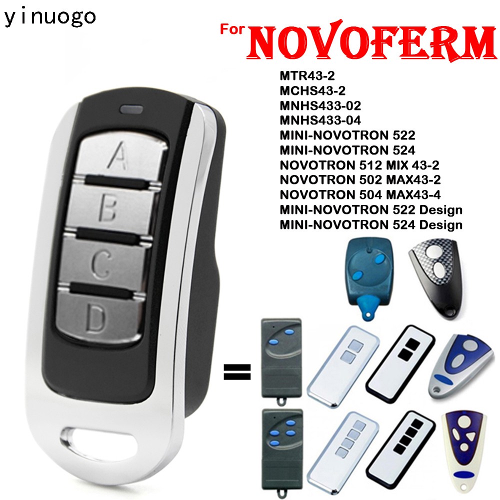 NOVOFERM NOVOTRON 502 512 504 522 524 Remote Control Garage Door Opener 433.92mhz Rolling Code NOVOFERM MTR43-2 MCHS43-2 MNHS433