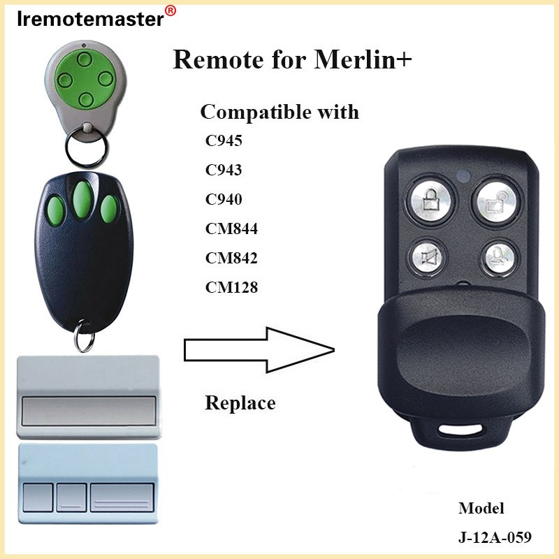 For Merlin + C940 C943 C945 CM482 CM844 Remote Control Replacement Garage Gate 433.92MHZ Rolling