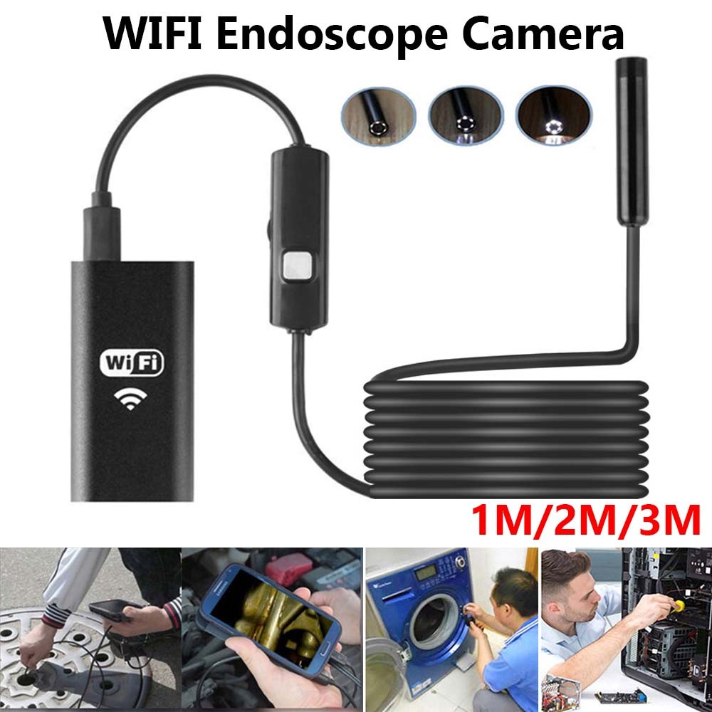 6 LED WiFi Endoscope Camera 8mm Lens IP67 Waterproof Wireless Inspection Borescope Camera Android ISO Mobile Phone Tablet