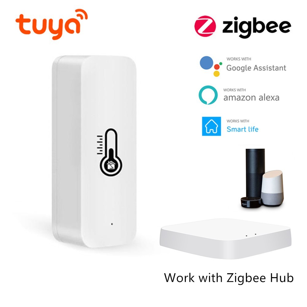 Tuya ZigBee Temperature Humidity Sensor Smart Home APP Real Time Monitoring Battery Powered for Alexa Google Home Required Gateway