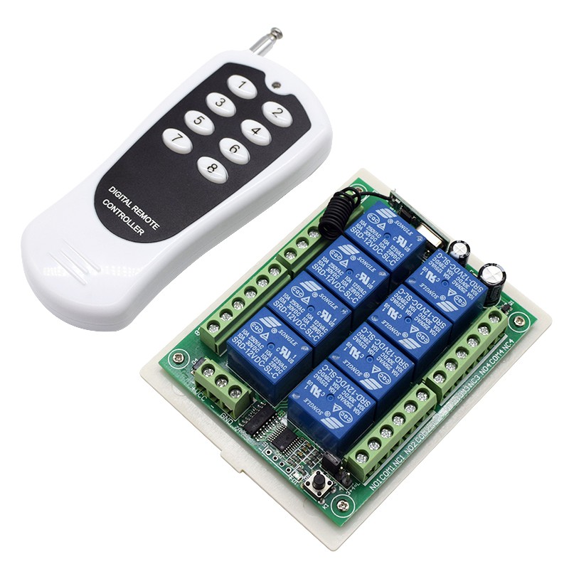 433MHz DC 24V 8 Channel Relay Module Wireless RF Remote Control Switch Transmitter + Receiver