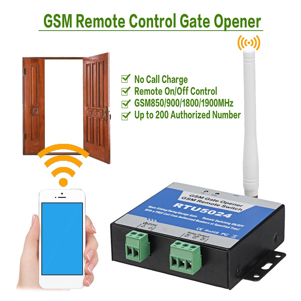 EU US Plug RTU5024 GSM Gateway Opener Relay Switch Wireless Remote Control Door Door Access Opener Free Call 850/900/1800/1900MHz