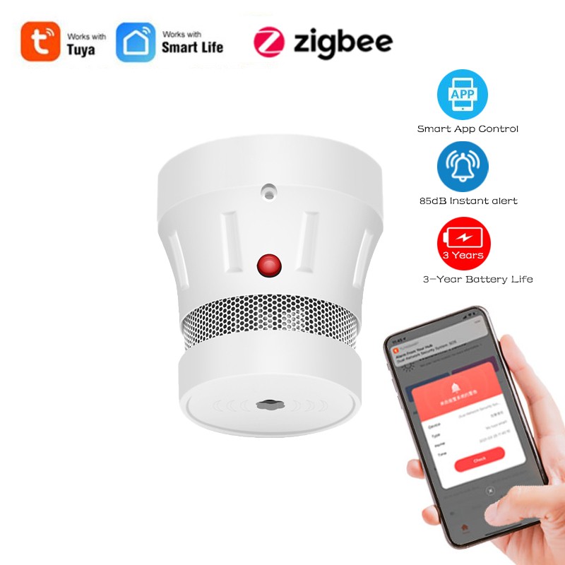 ZigBee Security Protection Smoke Leak Detector Fire Sensor Home Safety Products Personal Alarm With 3 Years Durable Batteries Wifi Tuya