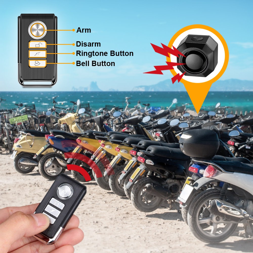 Waterproof Bike Alarm USB Charging Motorcycle Electric Car Anti-lost Wireless Remote Control Vibration Alarm Detector