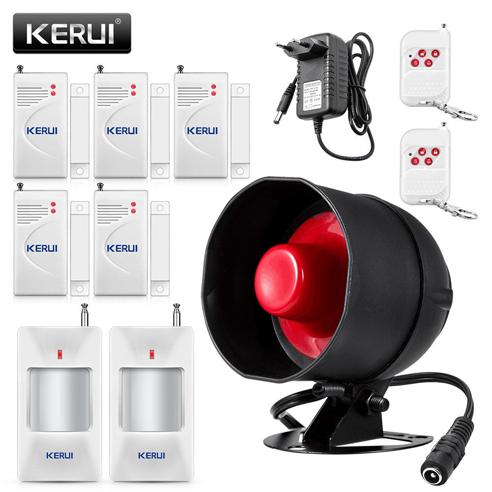 2022 KERUI cheap upgrade standalone wireless home security alarm system kit siren horn with motion detector for burglars 110db