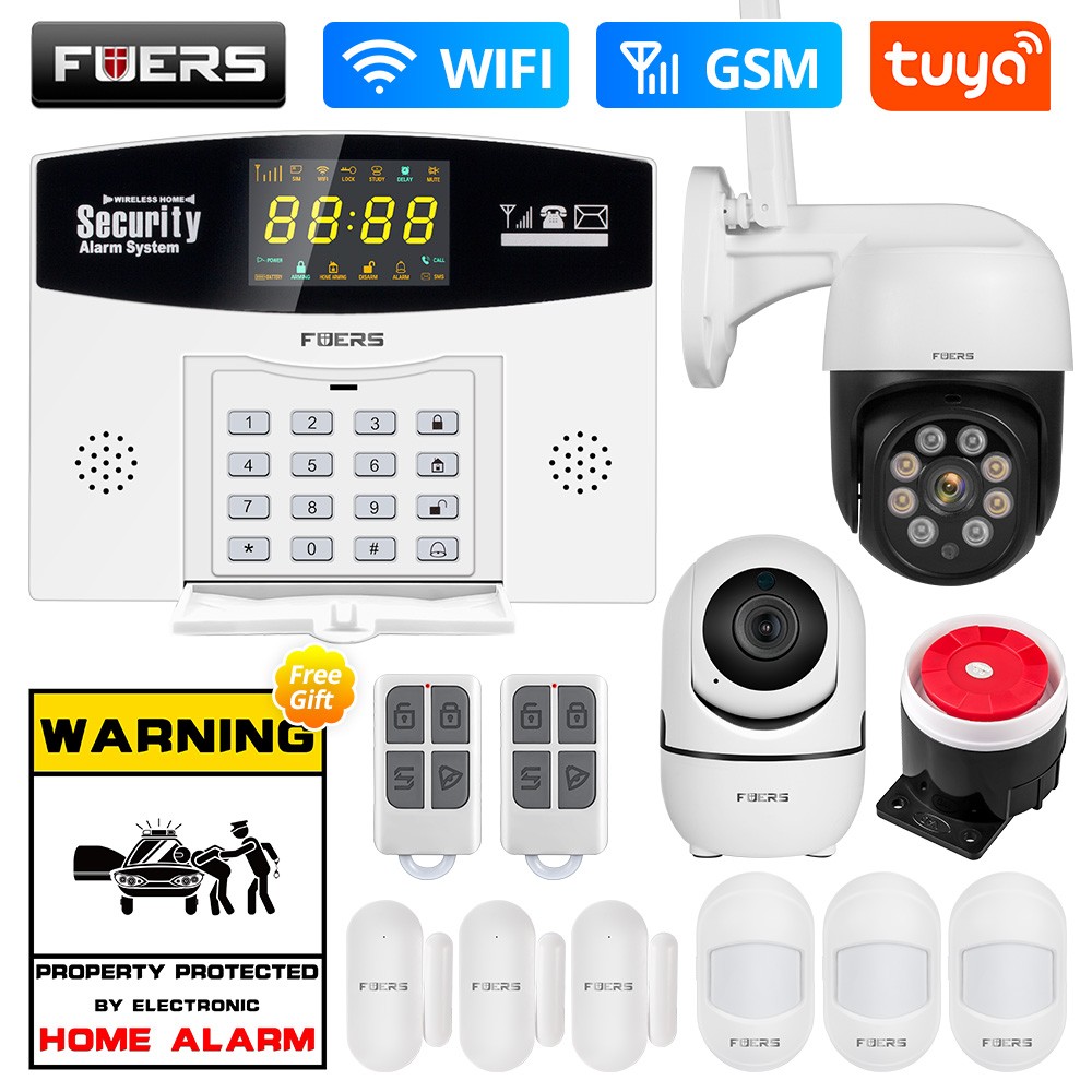2022 Fuers Tuya Smart Alarm System WiFi Burglar Alarm Smart Home GSM Alarm System With Color LCD Display Motion Home Security