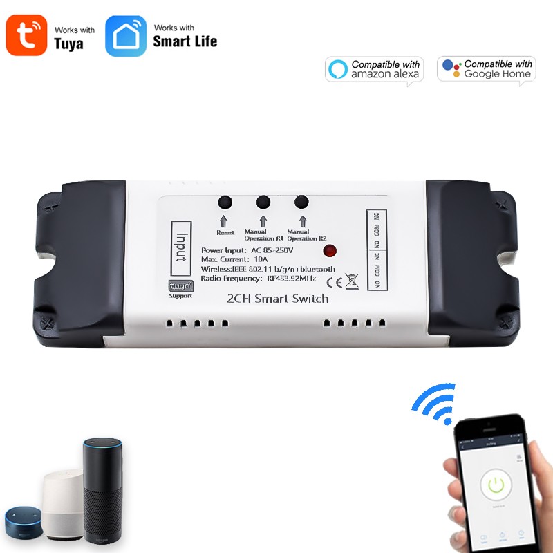 Tuya WiFi Smart Garage Door Opener Controller App Remote Key Control Works with Alexa Google Assistant Voice Commands