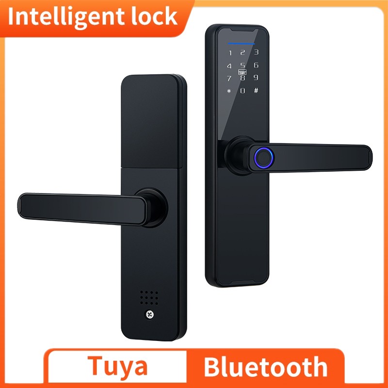 2022 K7 Black Smart Lock Biometric Fingerprint Door Lock Tuya App Remote Unlocking Wireless Keyless Lock Electronic Door Lock