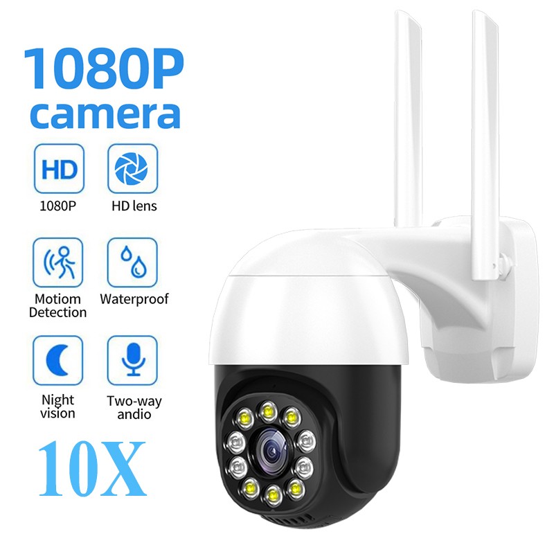 10x Optical Zoom IP Camera Wifi PTZ Outdoor AI Human Detection Mini Camera H.264 P2P Audio Security CCTV Surveillance Night Version