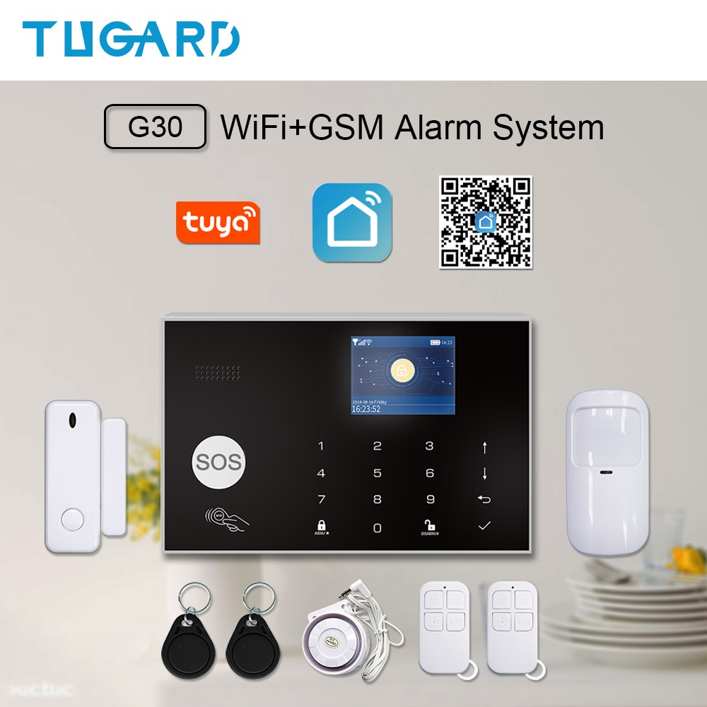 2022 TUGARD G30 Tuya WiFi GSM Indoor Security Alarm System 433MHz Wireless Burglar Alarm Kit Works with Alexa Google APP Remote