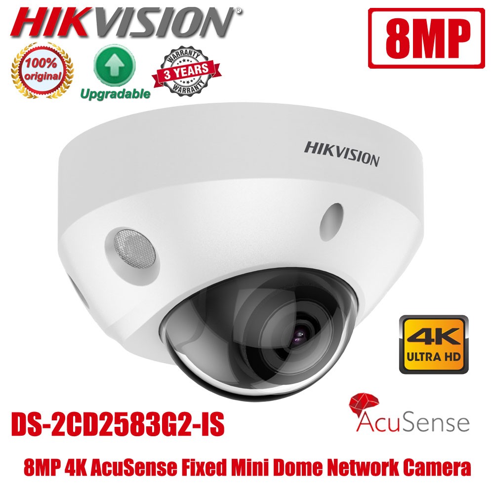 2022 Original Hikvision DS-2CD2583G2-IS 8MP 4K PoE IR Axis Fixed Dome Mini Network CCTV IP Camera Deep Learning