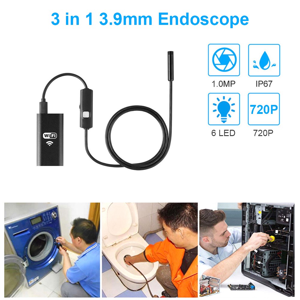 8mm for Car Endoscope Camera Endoscope Flexible IP67 6 LED Inspection Smartphone Auto Endoscope for Apple Android Mobile Phone