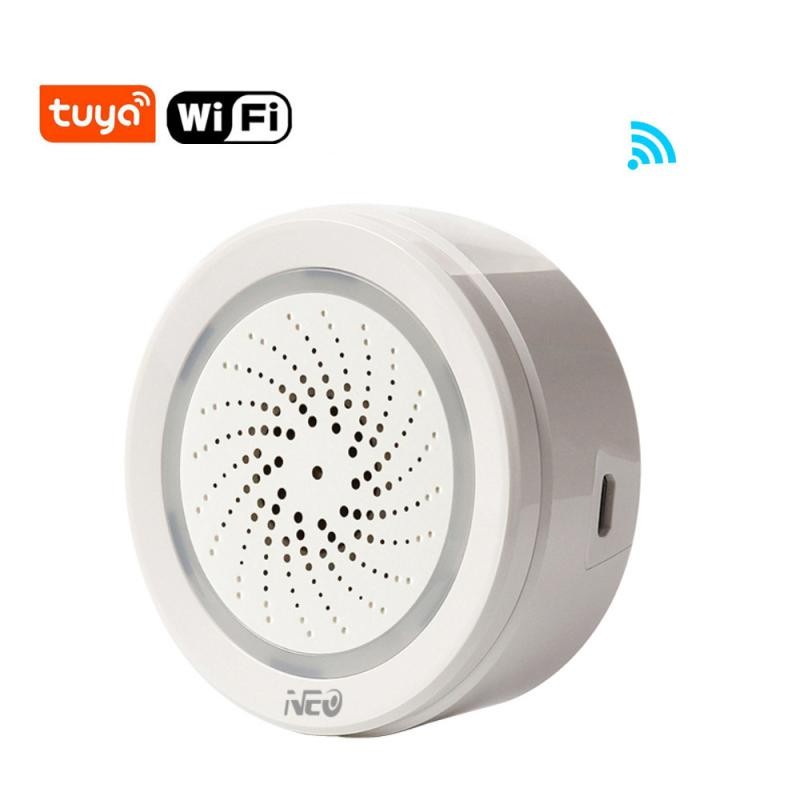 Tuya 3 in 1 WiFi Alarm Siren with Temperature Humidity Sensor Smart Home Wireless Sound Light Alarm Smart Life APP Push