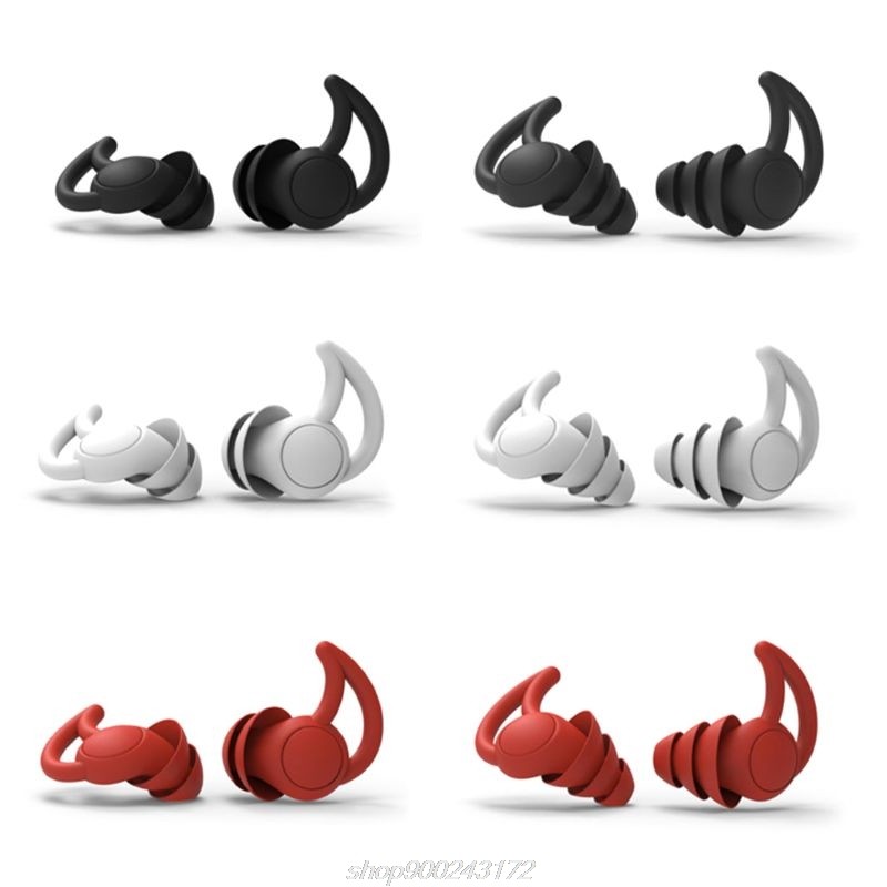 1 Pair Soft Silicone Ear Plugs Tapered Noise Reduction Sleep Earplugs Sound Insulation Ear Protector 2/3 Layers J03 21 Dropship