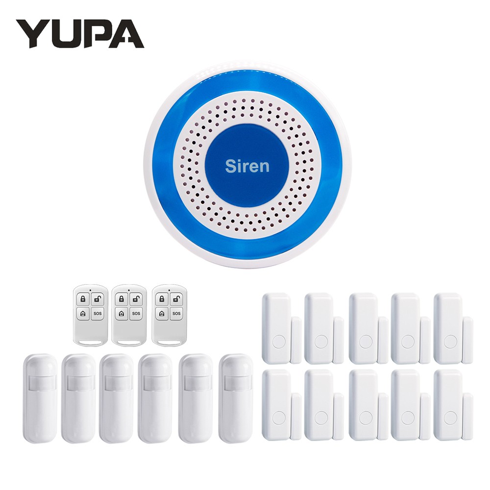 2022 433MHz Wireless Sound and Light Strobe Siren Indoor Standalone Siren with PIR Sensor Door Sensor Home Security