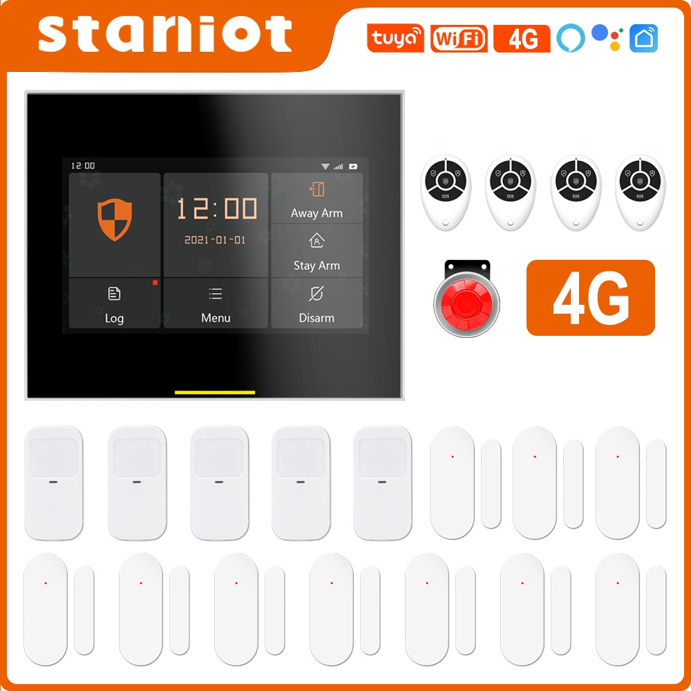 2022 Staniot 433MHz Wireless WIFI 4G Smart Home Security Alarm System Kits for Garage and Residential Support Tuya and