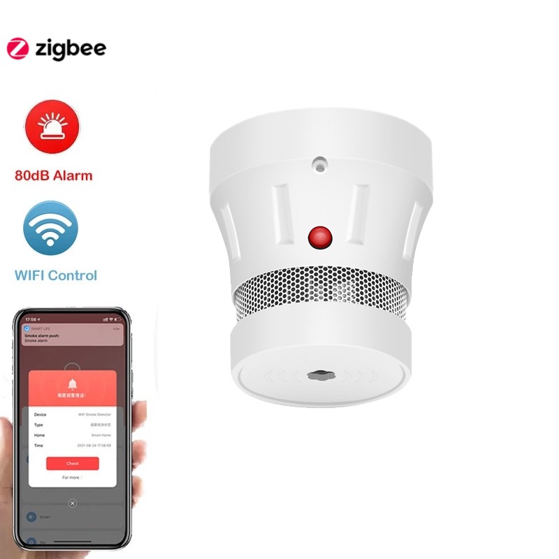 3 Years Battery Powered Smoke Detector Sensor Fire Alarm Home Protection System Firefighters Zigbee WiFi Tuya App Control