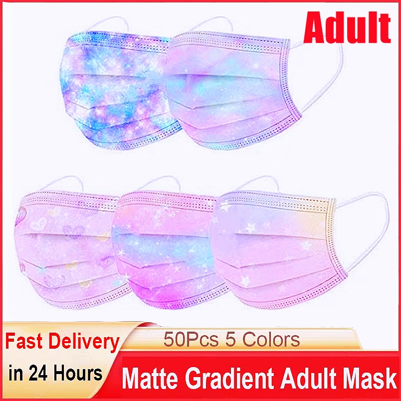 10-100pcs Space Galaxy Print Disposable Mask For Adults 3 Layer Non-woven Face Mask Earloop Mascarillas Star Tie-dye Fast Delivery