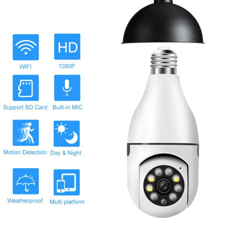 200W E27 Bulb Surveillance Camera With PTZ HD Infrared Night Vision Two Way Talk Baby Monitor Auto Tracking Home Security