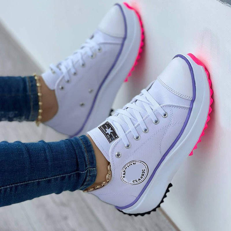 2022 Spring Low-top Sneaker Women Shoes Thick-soled Candy Color Flats Canvas Shoes Female Lady Platform Sneakers Dropshipping