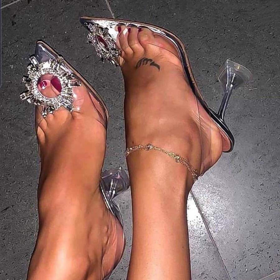 Luxury Women Pumps 2022 Transparent High Heels Sexy Pointed Toe Slip On Party Wedding Brand Elegant Shoes For Lady Size 34-43