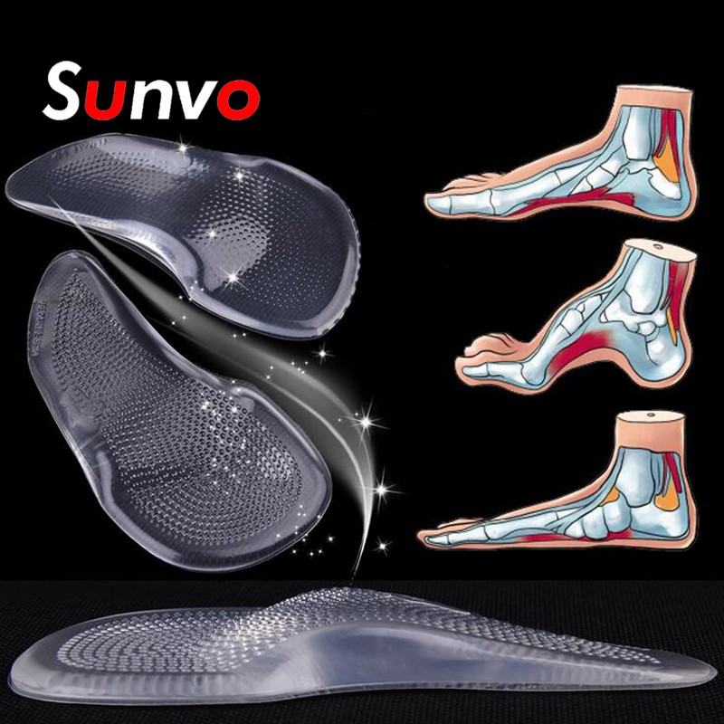 Sunvo Silicone Gel Orthotic Insoles for Flat Feet Arch Support Orthotic Insoles for Plantar Arthritis Pain Relief Shoe Pads