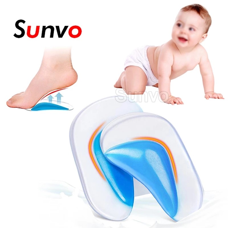 Sunvo - Kids Orthotic Insoles, Silicone Gel, Flat Foot Corrector, Arch Support, Shoe Pads