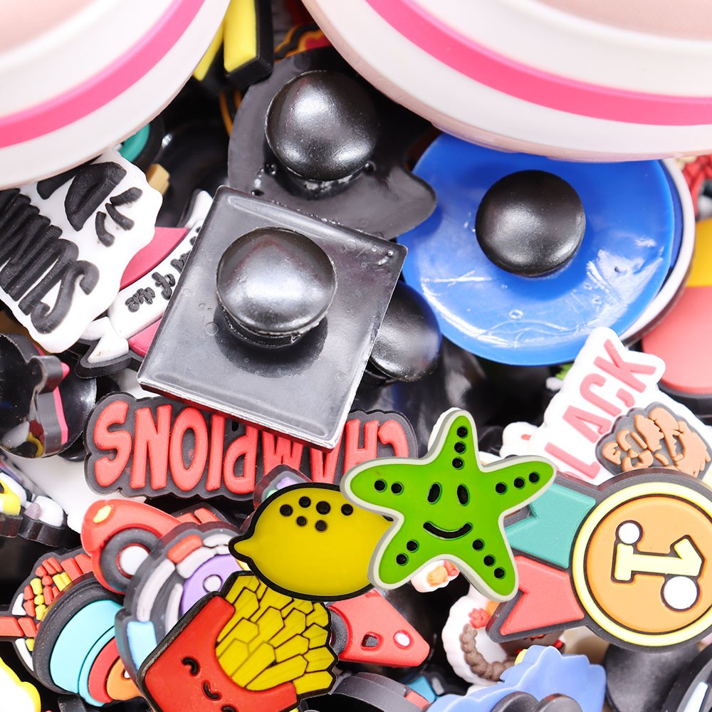 Wholesale 50pcs Random Mixed Cartoon Different Shoes Charms Fit Croc Shoes Wristbands Children Birthday Party Gift