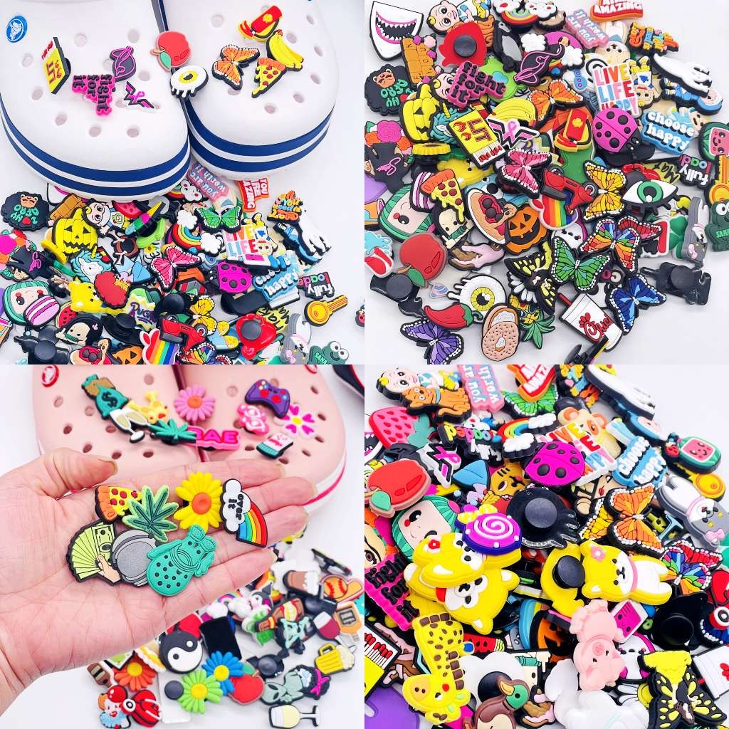 Big Sale Random Sandals Shoes Charms Buckle Clog Shoes Decorations Boys Girls Garden Shoes Accessories Fit Wristbands Croc Jibz