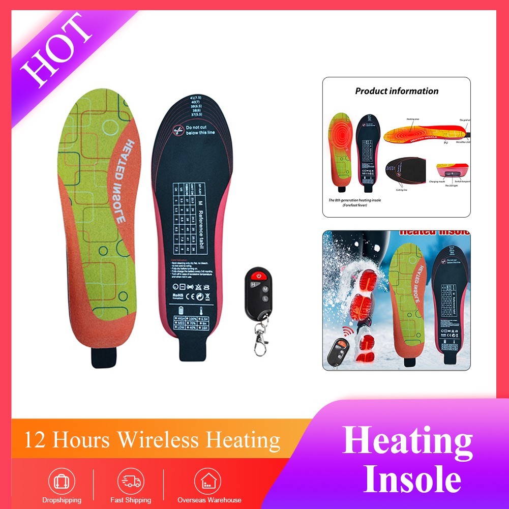 USB Heated Shoe Insoles Feet Warm Sock Heating Pad Electric Thermal Insoles Winter Insole Unisex Wireless Temperature Adjustment