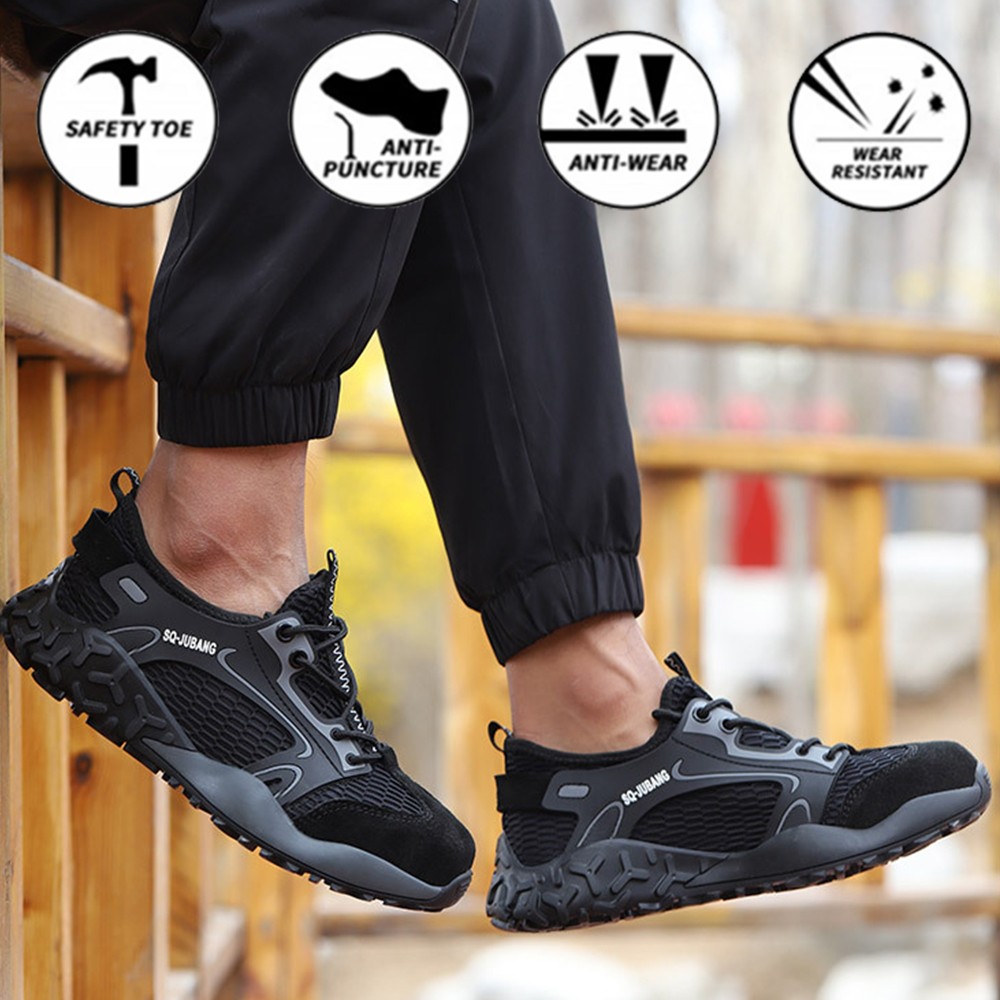 All seasons anti-smashing steel cover men's safety shoes fashion casual wear breathable safety protective work shoes