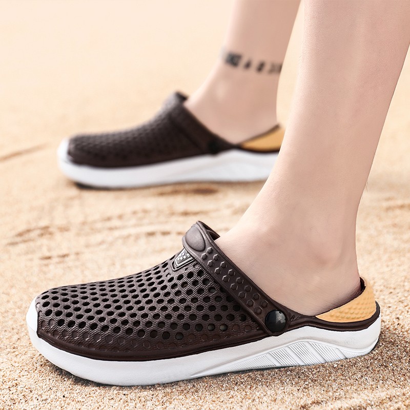 men women sandals hole shoes home slippers summer hollow out beach flat shoes comfort outdoor slides slip on shoes