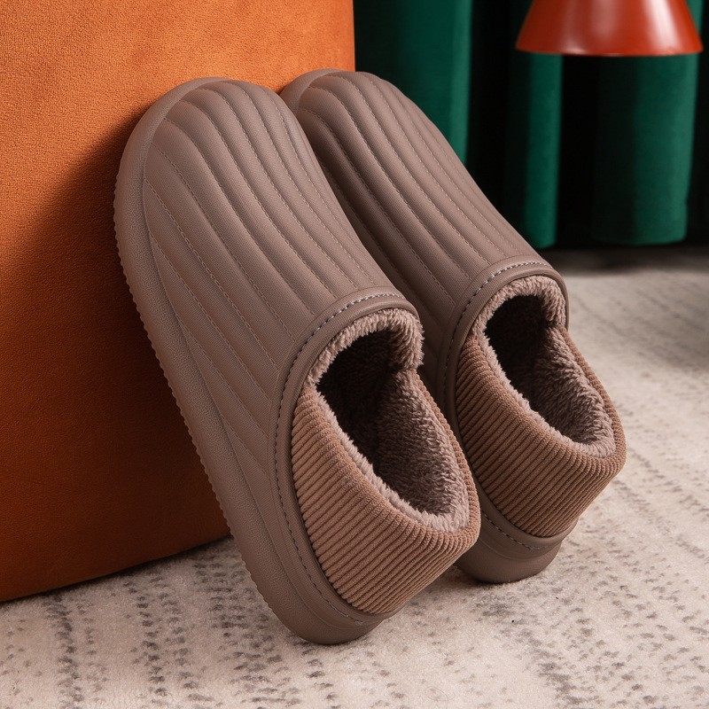 Hot Waterproof Non-slip Home Slippers Men Winter Warm Women Indoor Non-slip Ladies Soft Slippers Memory Foam Couples Shoes