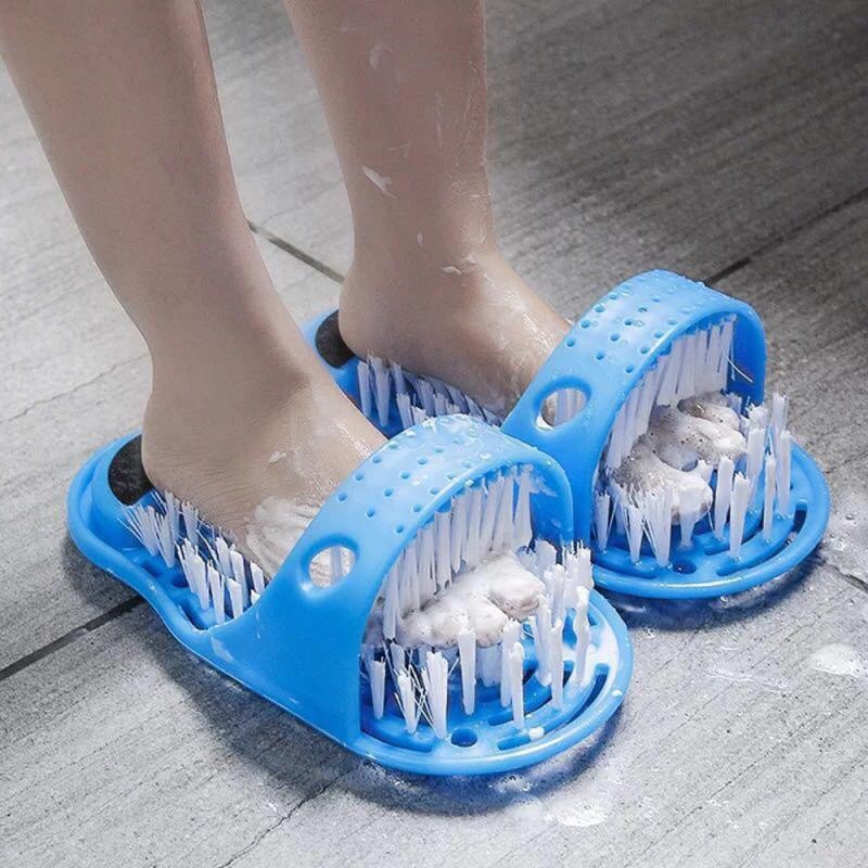 1pc Bath Shoes Pumice Stone Foot Exfoliator Shower Brush Massager Slippers Foot Exfoliator Bath Shoe With Plastic Brush Remove Dead
