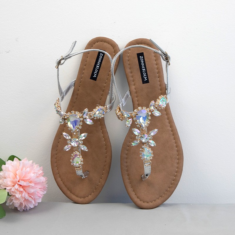 2022 summer casual shoes fashion women gladiator sandals rhinestone simple out sandals comfortable flat buckle shoes woman