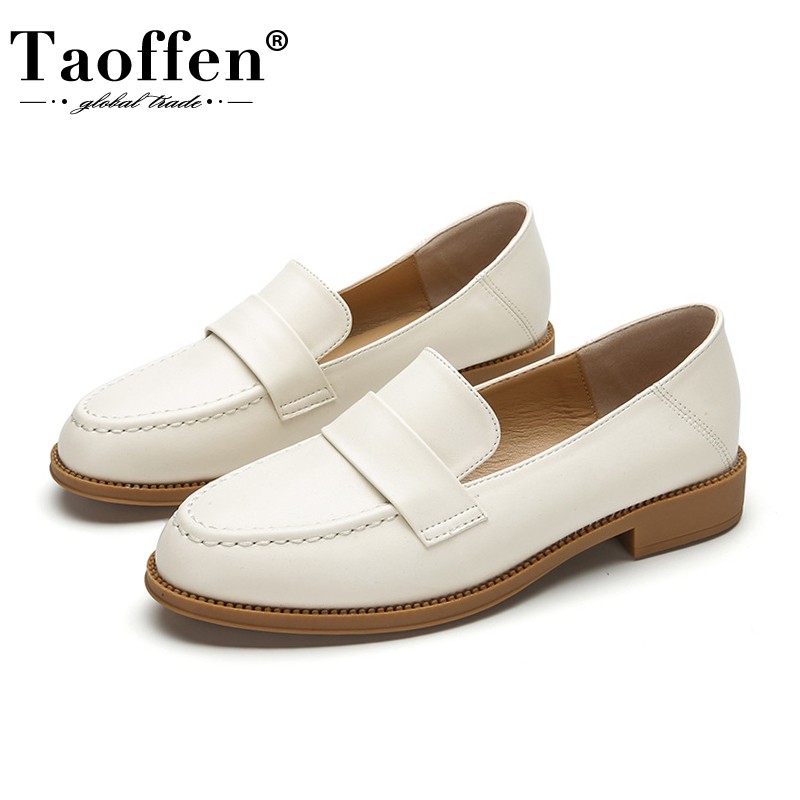 Taoffen New Arrivals Flat Shoes For Women Real Leather 2022 Ins Summer Shoes Ladies Daily Vacation Ladies Footwear Size 34-40