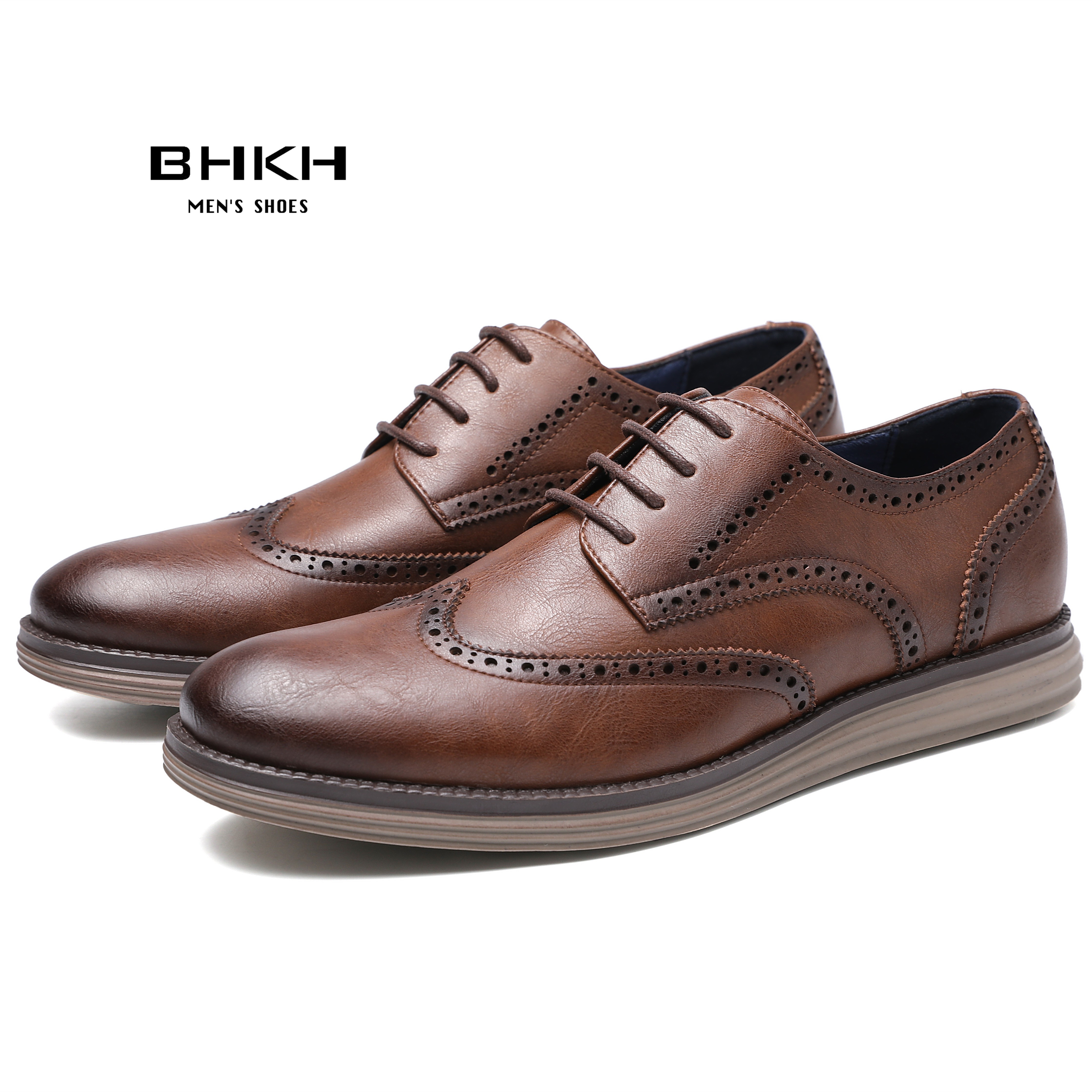 BHKH 2022 Genuine Leather Dress Shoes Comfortable Men Casual Shoes Smart Business Office Work Lace-up Men Shoes