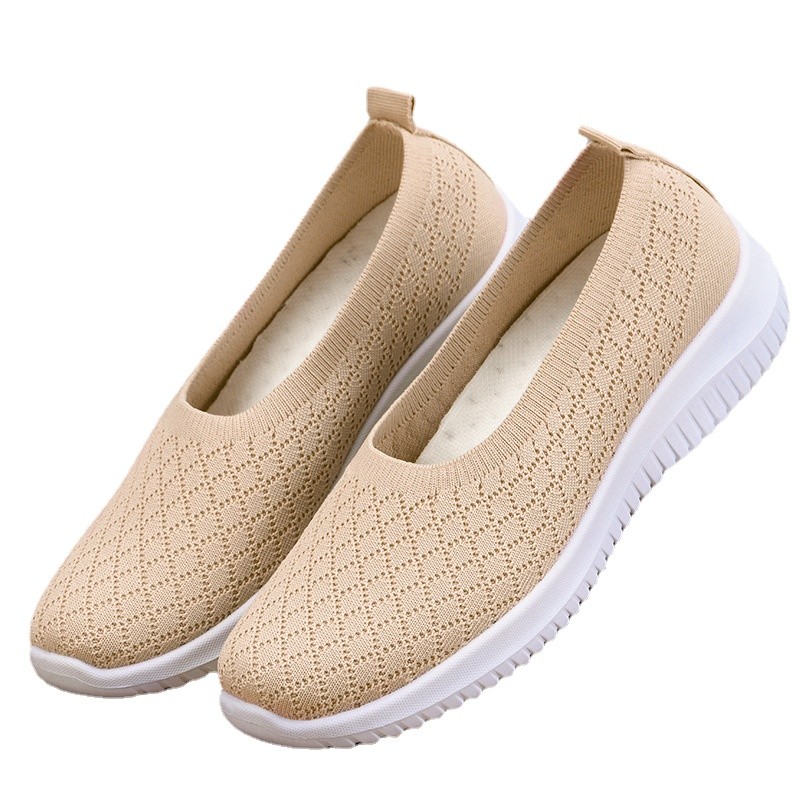 Fashion Flat Shoes Women Casual Comfortable Lightweight Soft Sole Slip Mesh Women Shoes Breathable Mom Shoes Wedge Sneakers